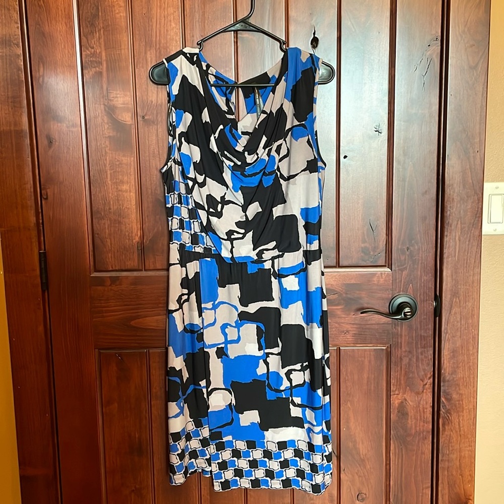 Marc New York Andrew Marc Dress, Size Large, blue, black, gray